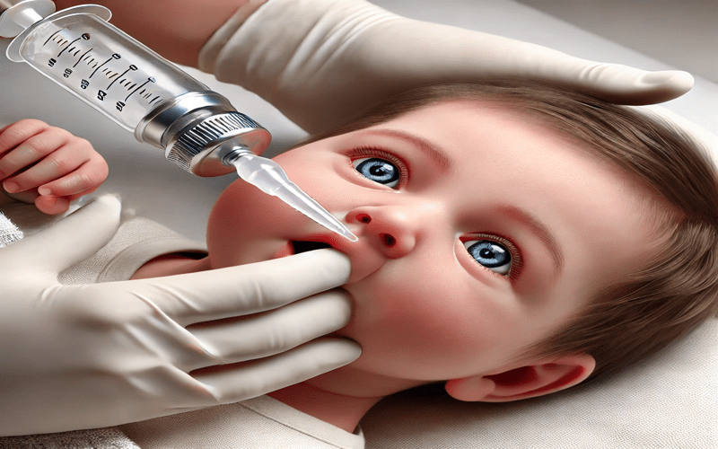 A professional performing newborn suctioning, highlighting why suction mouth before nose in newborns is essential for preventing aspiration and ensuring proper breathing.