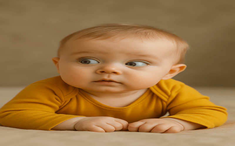 Close-up of baby eyes moving side to side rapidly, highlighting natural infant eye movement patterns.