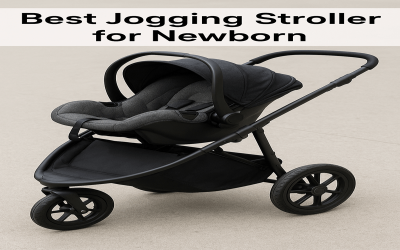 Best jogging stroller for newborn with cushioned seat, three-wheel design, and secure harness for safe outdoor rides.