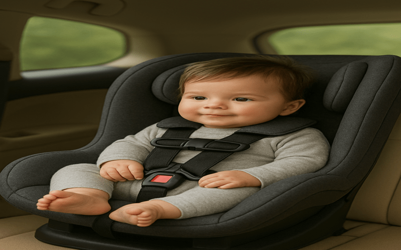 How long can a baby stay in a car seat – baby safely strapped in rear-facing car seat with proper support.