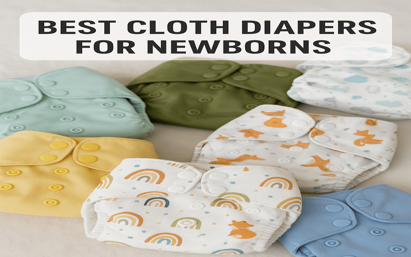 Best cloth diapers for newborns displayed in colorful patterns — soft, washable, and eco-friendly baby diaper options arranged neatly on a clean surface.